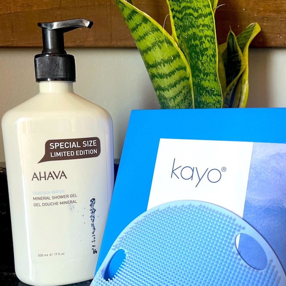 AHAVA Mineral Shower Gel Dead Sea Water & FREE kayo Body Scrubber NEW
